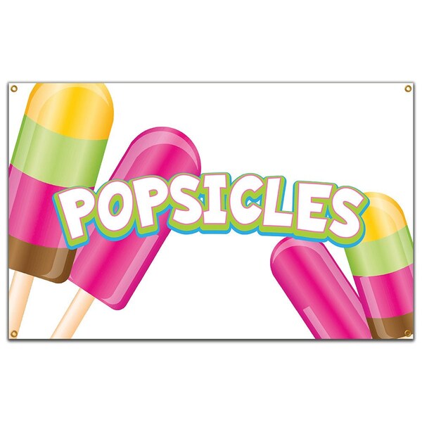 Popsicles Banner Concession Stand Food Truck Single Sided